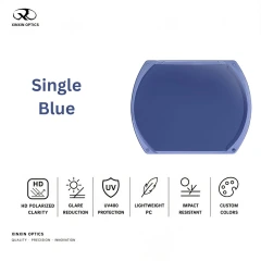 pc polarized lens solid color single blue tinted