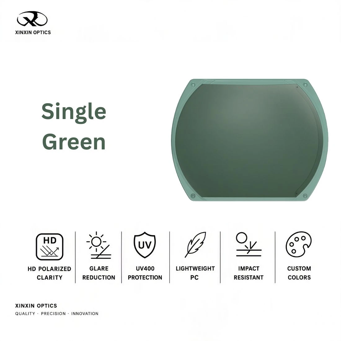 PC Polarized Lens Solid Color Green Tinted