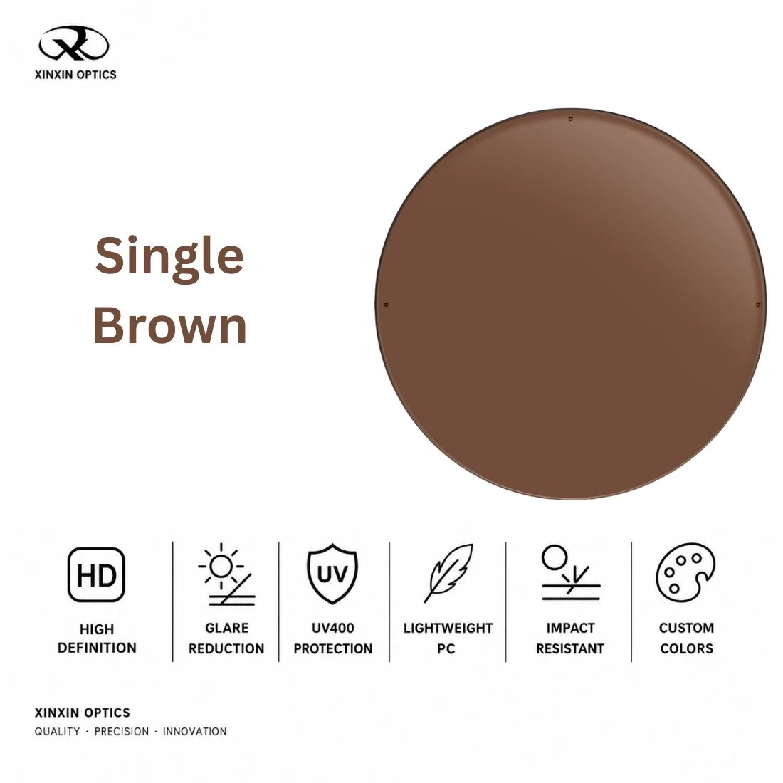 PC Sunglasses Lens Solid Color Brown Tinted